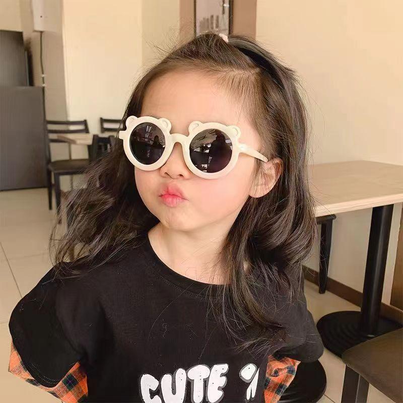kid's eyewear bear sun-resistant sunglasses baby girl retro cartoon cute male concave shape sunshade sunglasses toy