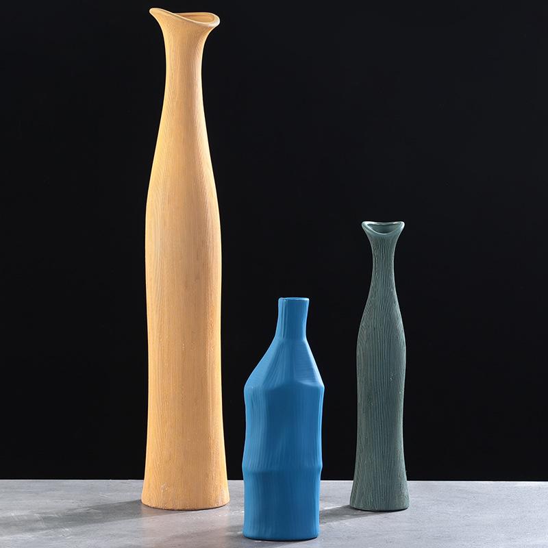 creative nordic brushed ceramic small mouth vase modern minimalist home living room decor sample room decoration