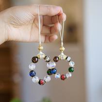 Duobao Five-Color Glass Bead Pendant Mobile Phone Strap Hand Toy Handbag Pendant Keychain Pendant Lucky Beads Women's Jewelry