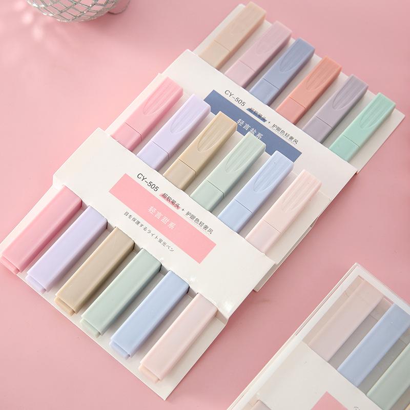 morandi fluorescent pen set salt eye protection light luxury fengcai pen student creativity diy hand account key pen