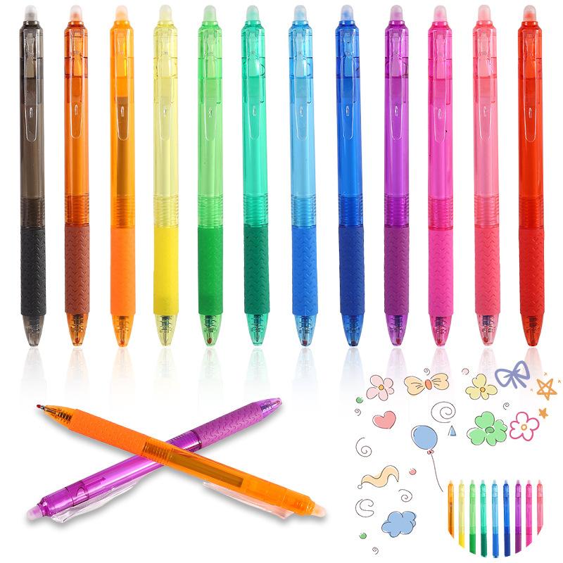 blue refill bullet press gel pen colorful pen head hot erasable bullet twelve color boxed factory wholesale