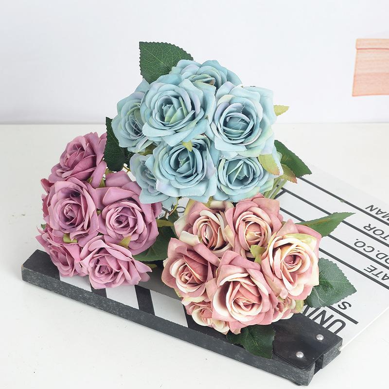 artificial flower artificial plant Wedding Palace Rose Bride Bridal Bouquet Commodity Showcase Decorative Paper Cuts Silk Flower Austria 7 Heads Handwriting Roses