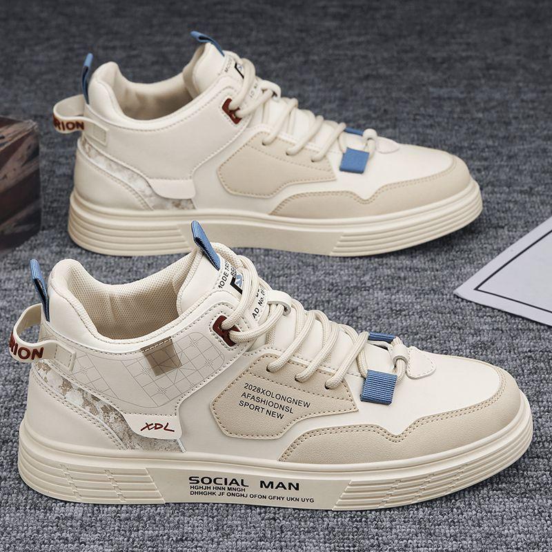 2023 Spring Hot Mid-Top Men's Shoes Trendy High Top Sneakers Leisure Men's White Shoes Sports Leisure Work Shoes