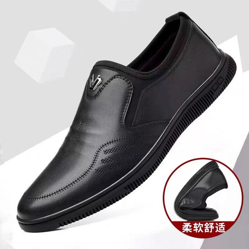 Casual Shoes Men's Spring Breathable Business Formal Wear Leather Shoes Slip-on Soft Bottom Daddy's Shoes Comfortable Driving Men's Shoes