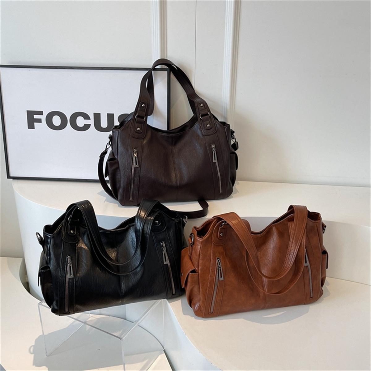 foreign trade popular style women's bag pu leather shoulder messenger bag soft leather large capacity totes ladies work commuter hand-carrying bag