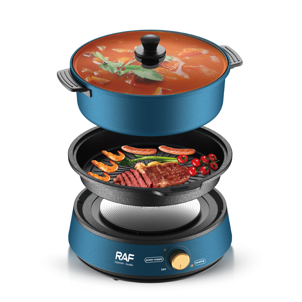 RAF Household barbecue pot, hot pot and barbecue all-in-one pot, multi-functional barbecue machine, frying, grilling and boiling pot, electric grill plate pic 3
