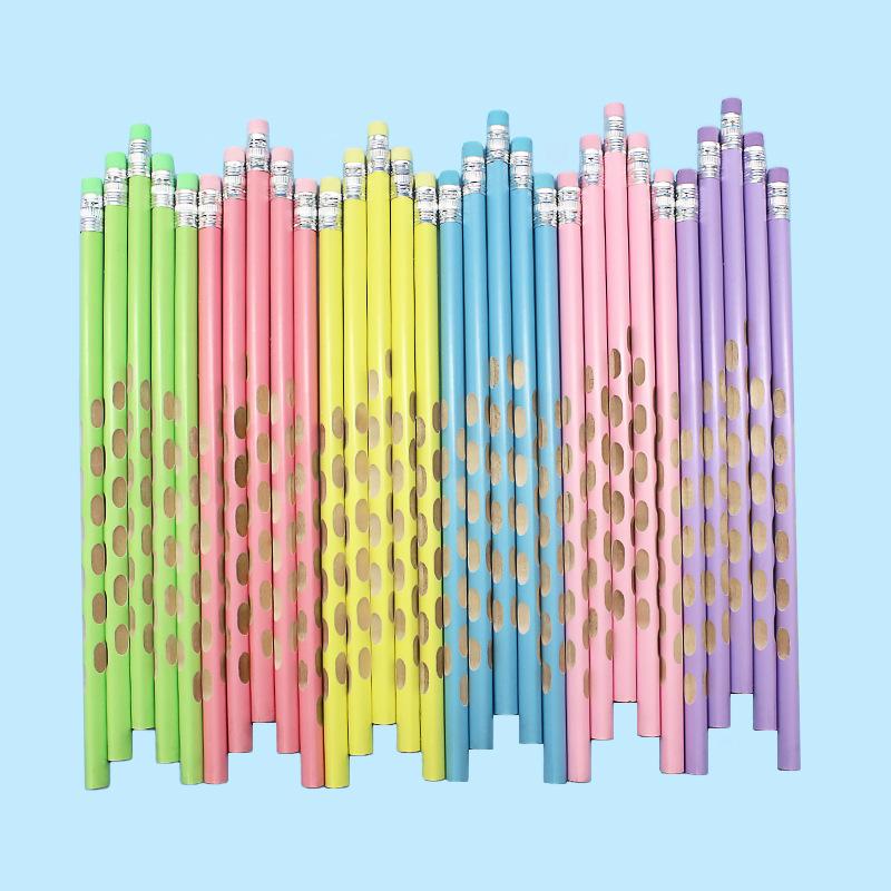 Pencil Wholesale HB Triangle Pole Groove Pencil with Rubber Sketch Painting Pens for Writing Letters Student Children Stationery Supplies