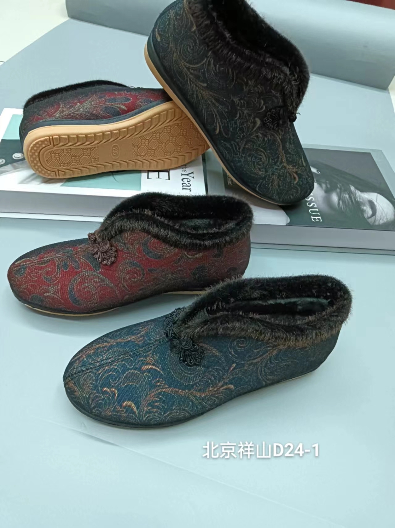 老北京女式布鞋妈妈鞋水钻鞋花装饰 舒适透气沙滩鞋 单鞋休闲鞋时尚休闲款