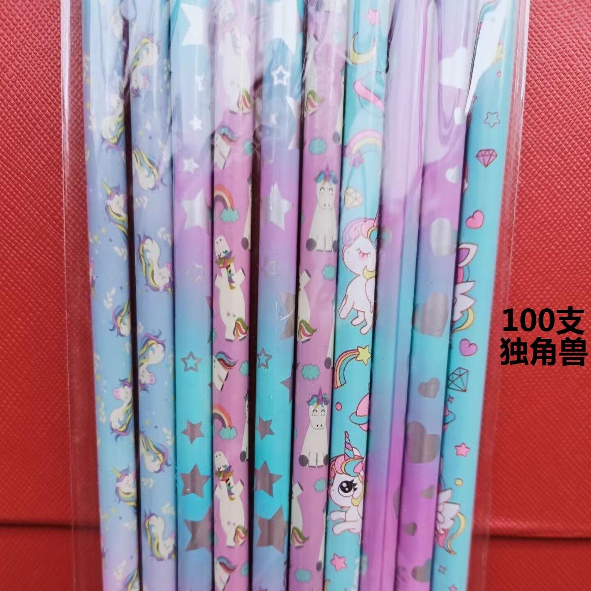 Wooden Pencil Children Cartoon Theme Unicorn HB Wooden Pencil Thermal Transfer Pencil Can Be Set