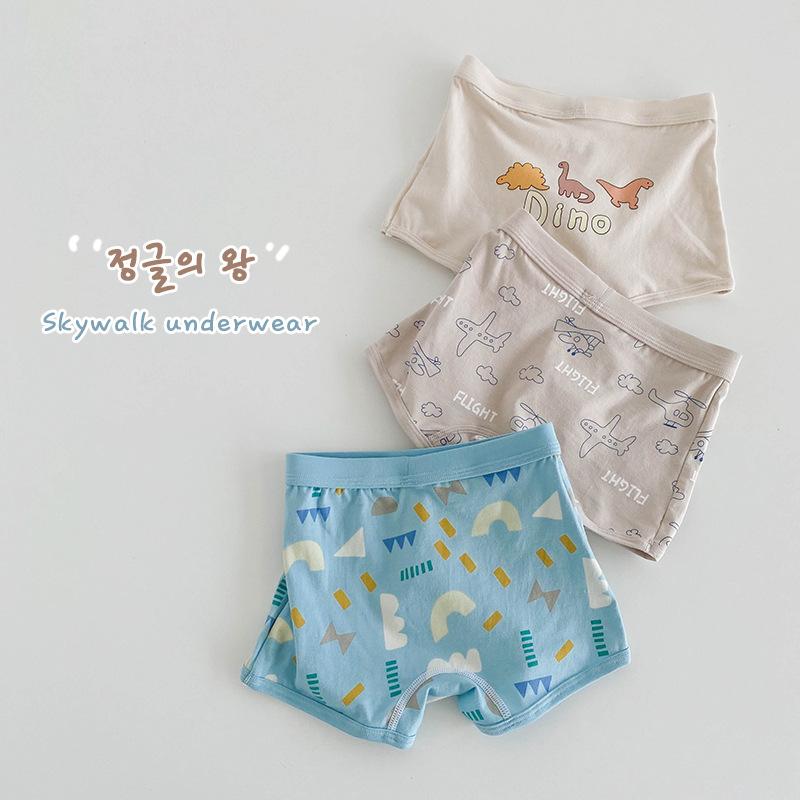 children's underwear wholesale autumn cartoon dinosaur letter baby underwear cotton breathable class a boys' underwear
