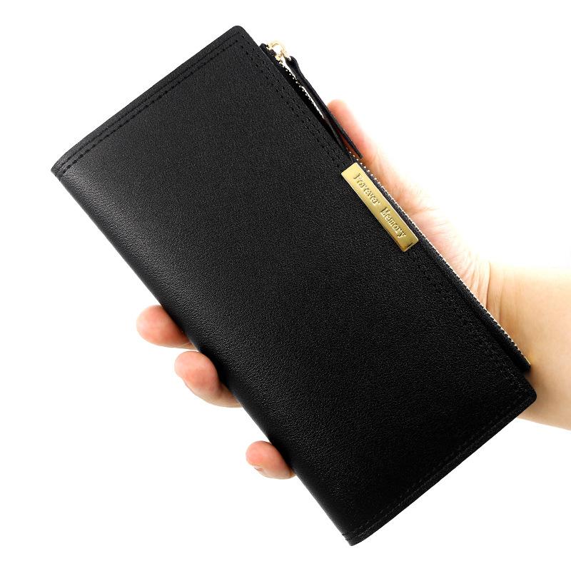wallet women's korean-style long ladies wallet wallet multiple card slots two-fold clutch card holder thin coat with zip coin purse