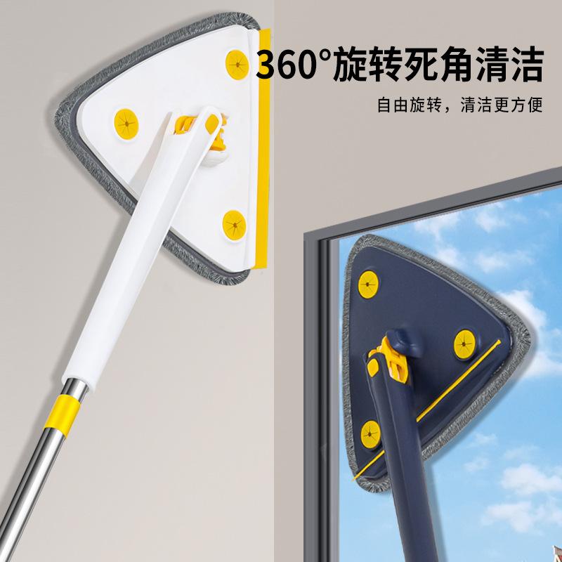 wholesale triangle flat mop with wiper strips glass wiper scraping integrated floor mop imitation hand twist triangle mop