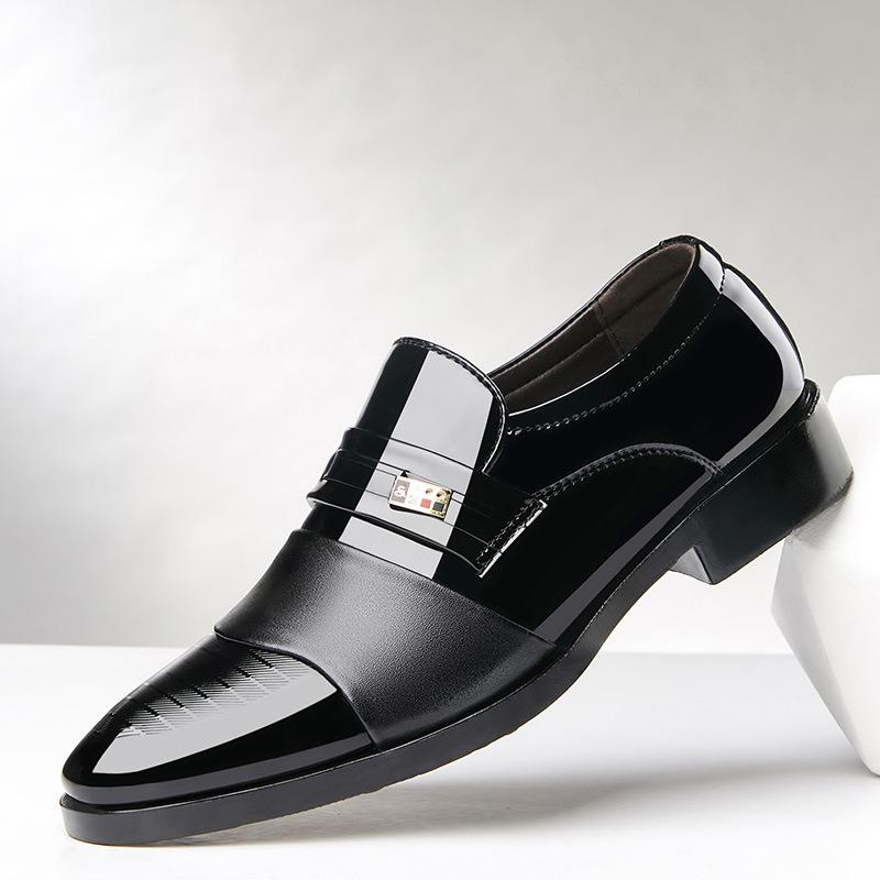 winter leather shoes men's business formal shoes plus size slip-on cotton-padded shoes with velvet men's shoes all-match casual wedding shoes