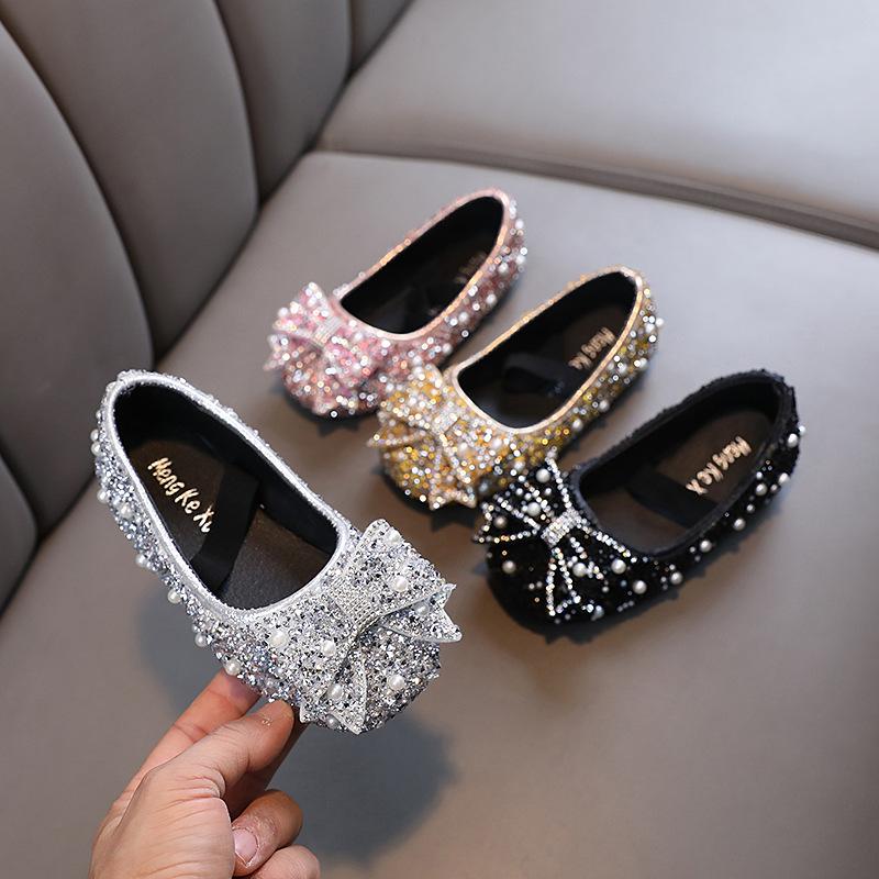 2023 summer new bow lady girl princess girl baby princess single shoes leather shoes dance performance