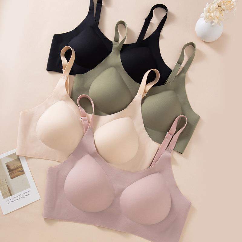 large size fixed cup seamless one-piece large size underwear wireless women's big chest small chest seamless one-piece cup vest