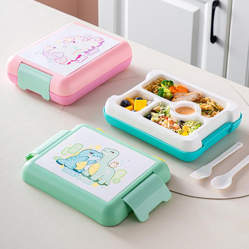 cartoon portable kids lunch box student divided lunch box microwaveable heated bento box portable dinner plate lunch box