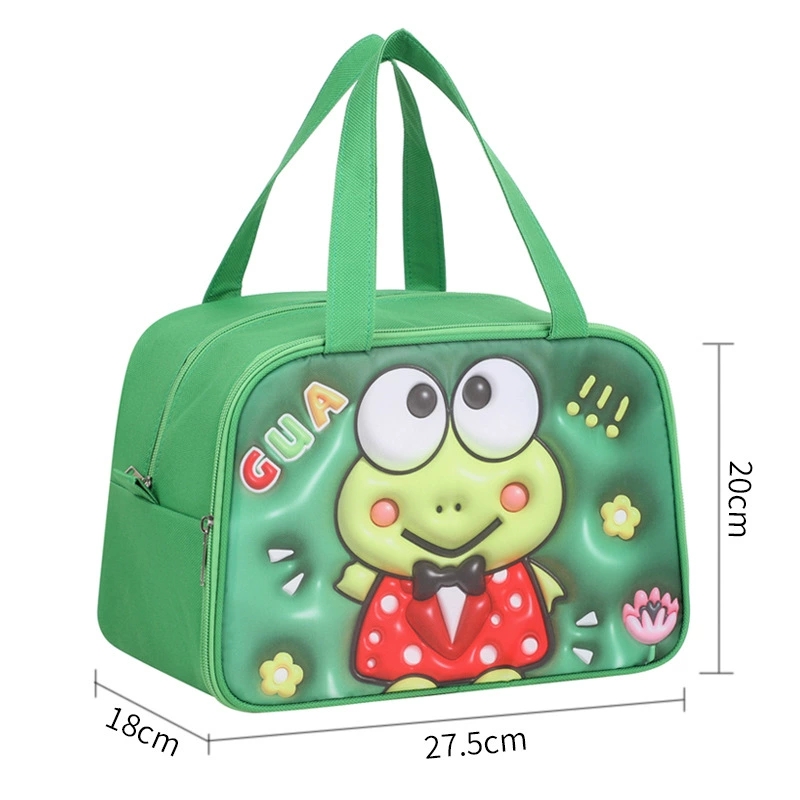 Cute bento bag, small handbag, portable, rectangular expansion cartoon lunch box bag, office worker insulated lunch box bag detail image 2
