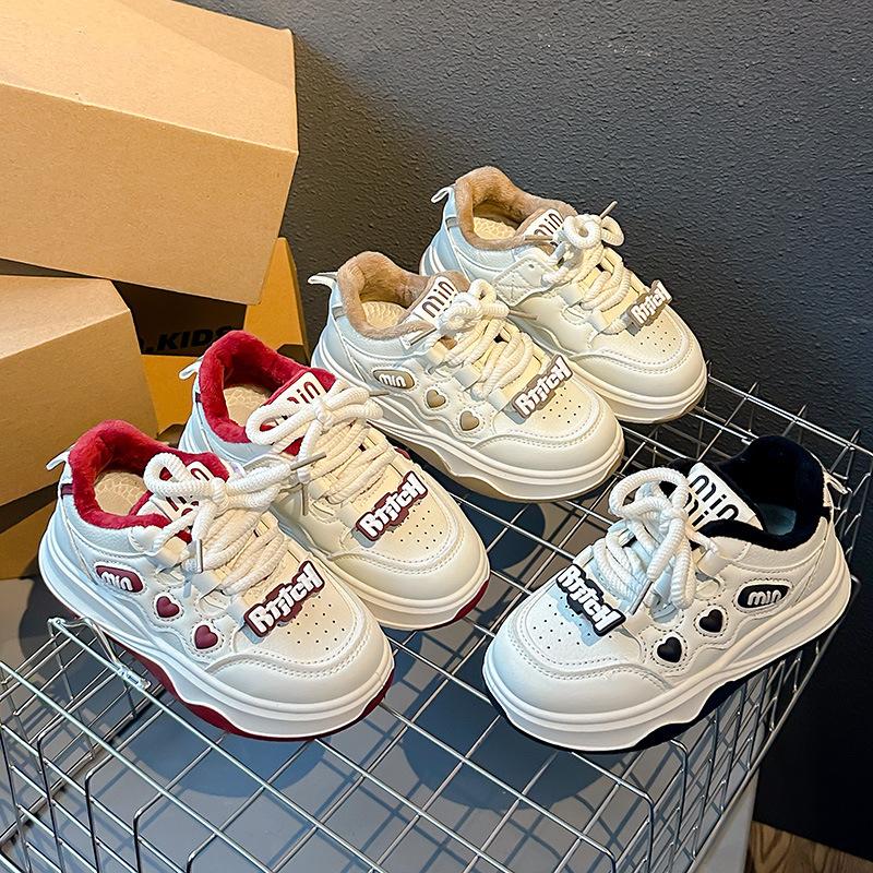 campus platform white shoes women's 2024 new autumn and winter women's shoes love all-matching round toe casual sneakers