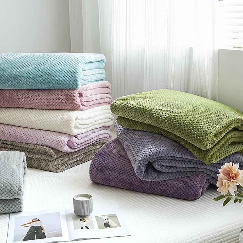 cross-border solid color pineapple plaid blanket thickening babe cashmere golden turtle velvet jacquard blanket flannel blanket cover blanket wholesale