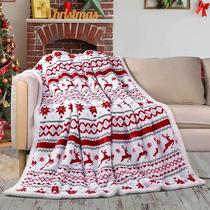 cross-border amazon blanket double layer flannel blanket thickened sherpa lambswool sofa blanket christmas style