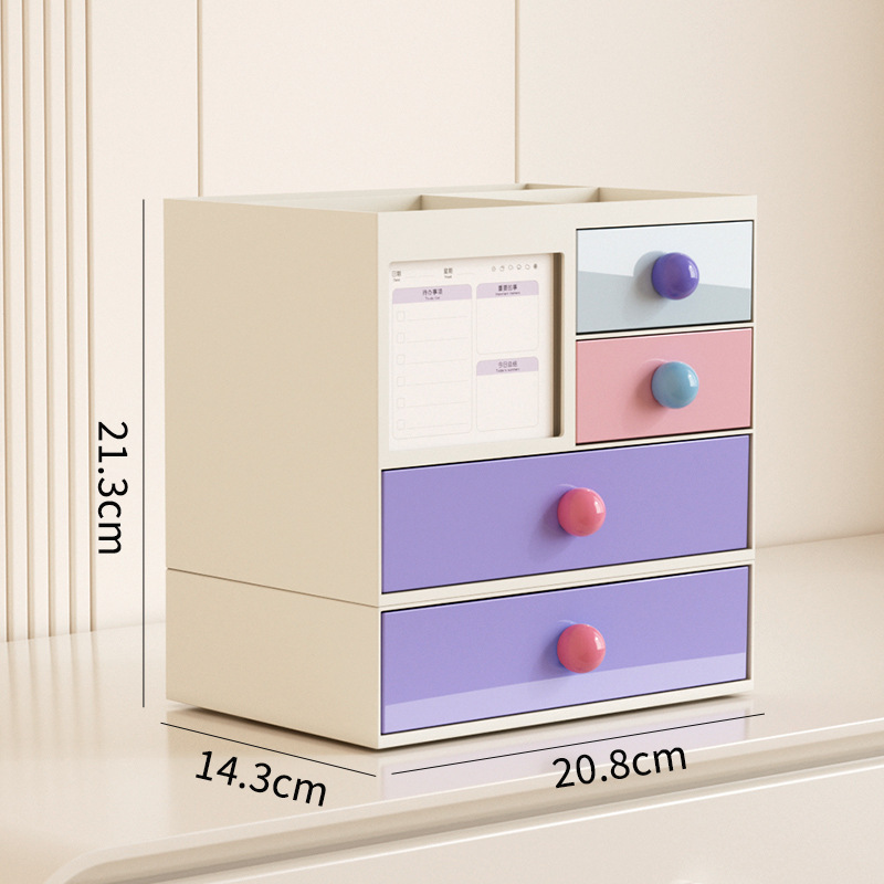 W36-W3502 desktop drawer-type storage box, student desk stationery organization box, large capacity, stackable for storage Application Scenario