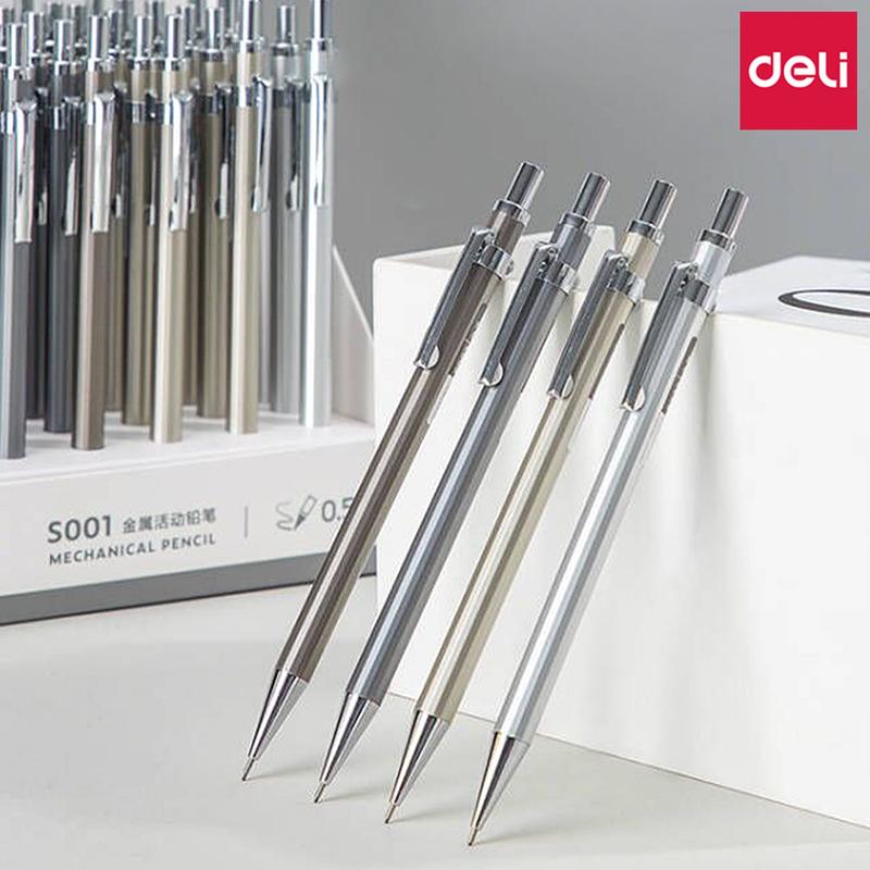 Deli S001 Metal Propelling Pencil 0.5 Primary School Student Propelling Pencil Constant Lead Refill Kindergarten Wholesale