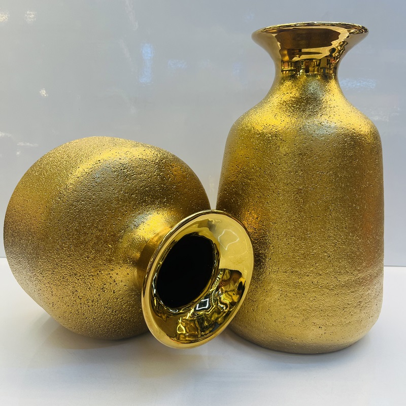 金色麻点插花陶瓷花瓶北欧现代美式风格客厅装饰摆件花器家居摆件花瓶摆件陶瓷花瓶软装饰品花瓶批发花瓶摆件花瓶摆设工艺品摆件