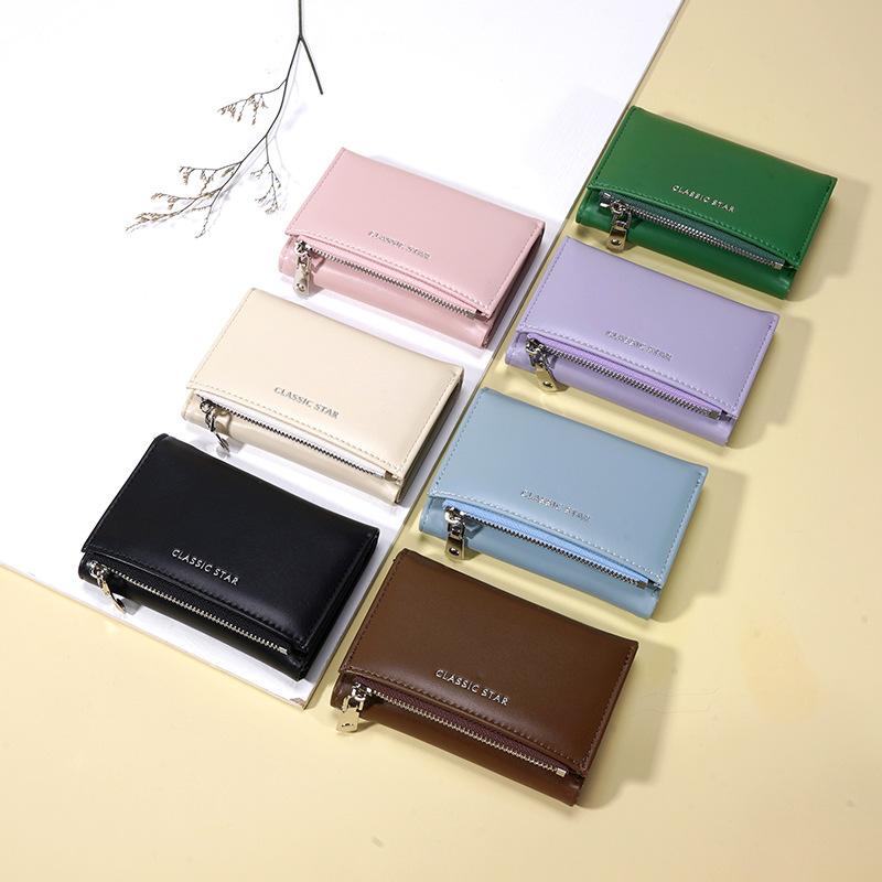 popular ins wallet female high-end pu wallet simple korean style short women's wallet wholesale wallet three fold student