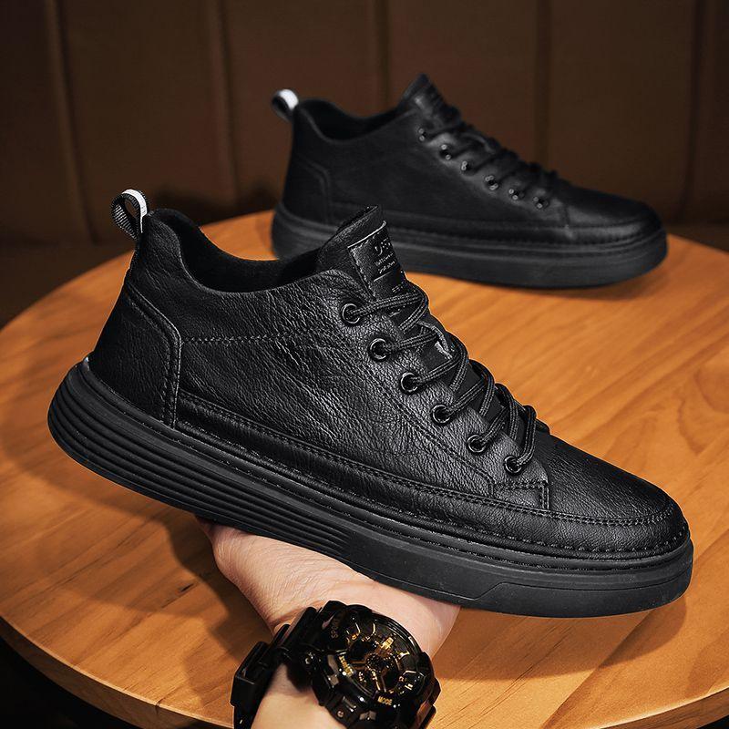 autumn men's shoes british casual leather shoes men's 2022 new spring and autumn black shoes men's men's sneakers student shoes