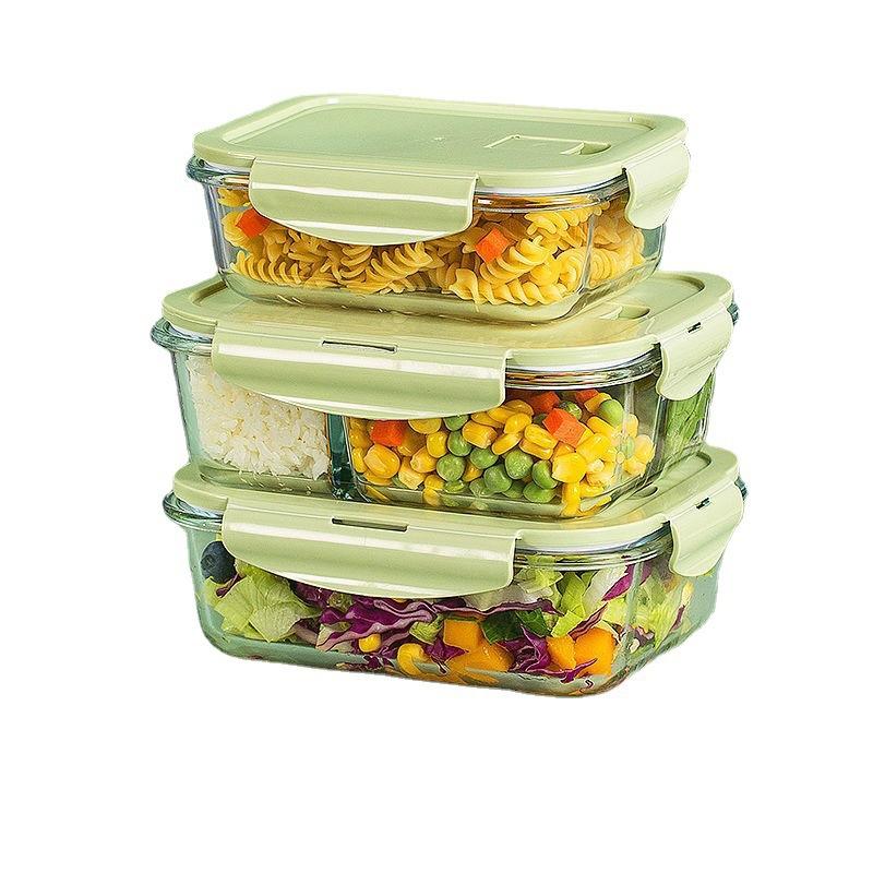 Microwave Oven Heating Lunch Box Preservation Thermal Box High Temperature Resistant Glass Separated Lunch Box Set Office Lunch Box