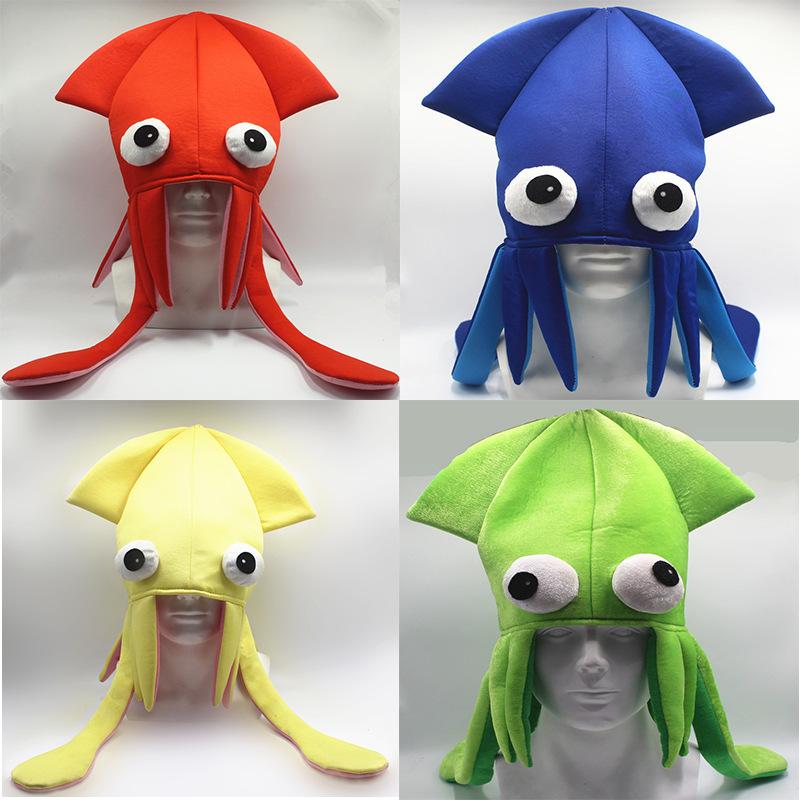 four-color velvet squid hat squid octopus hat ball performance party props novelty toy funny hat