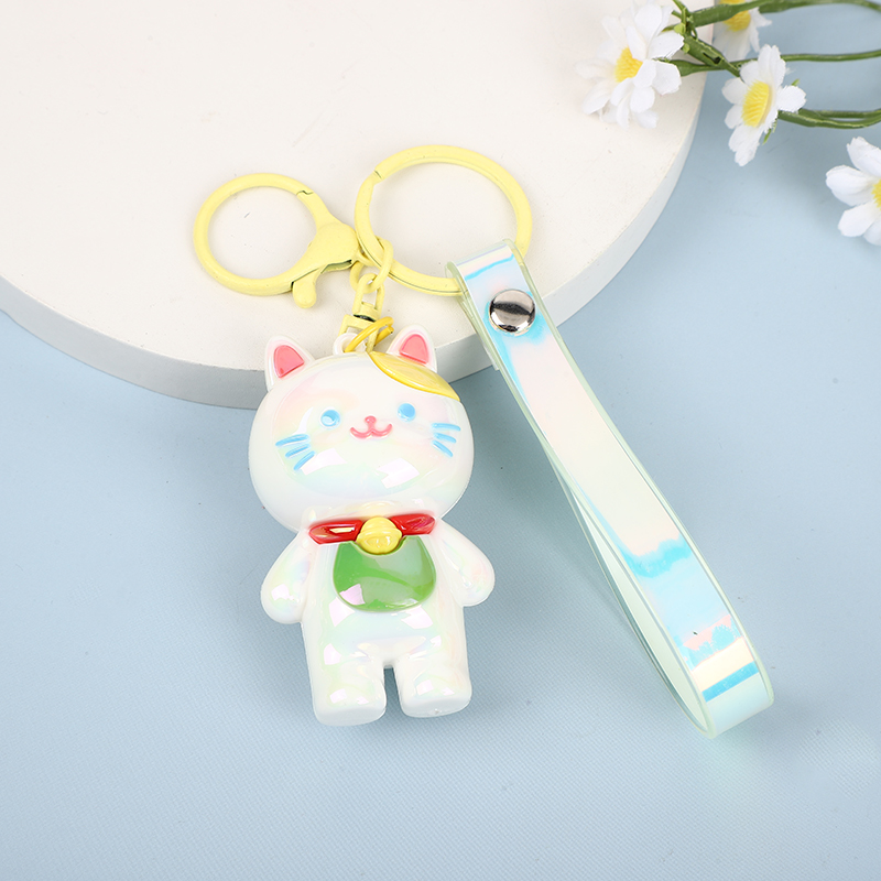 创意UV电镀猫咪钥匙扣卡通可爱包包小挂件儿童玩具汽车钥匙链挂饰详情图4