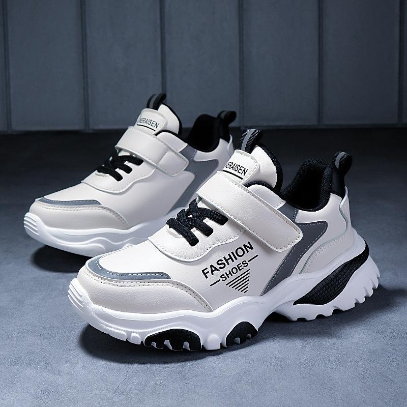 Children's Microfiber Leather Sneakers Autumn New Boy's Casual Shoes Girls' Running Shoes Medium and Large Kids Shoes Spring and Autumn