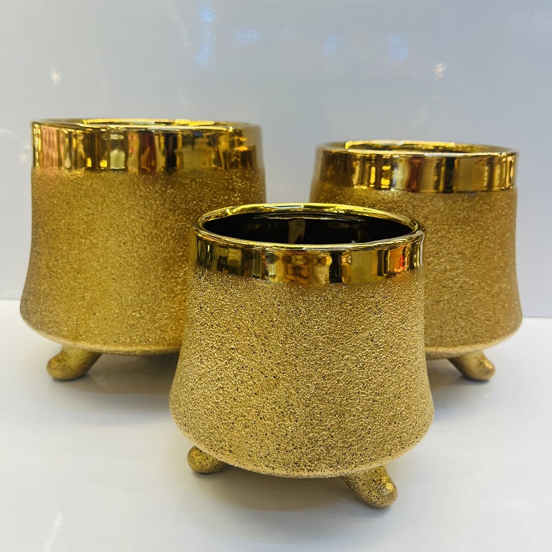 Arreglo de punto de cáñamo dorado jarrón de cerámica nórdico moderno estilo americano decorador de sala de estar florero para el hogar jarrón de cerámica jarrón de decoración suave wholesale jarrón de florero de artesanía details Picture