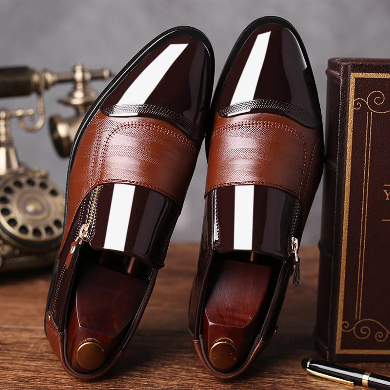 new plus size men's business formal leather shoes pointed men's shoes slip-on casual lazybones' shoes