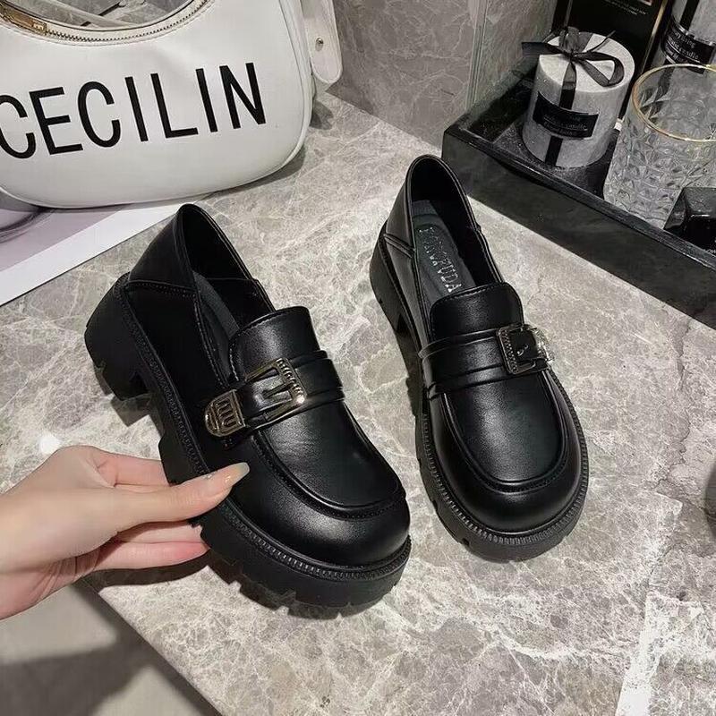 design sense niche platform leather shoes korean chunky heel loafers new autumn and winter women's shoes fashion shoes