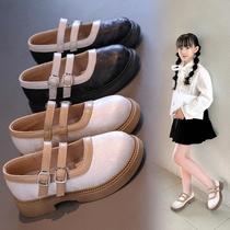 princess shoes for girls 2024 autumn new black leather shoes british style children's performance shoes