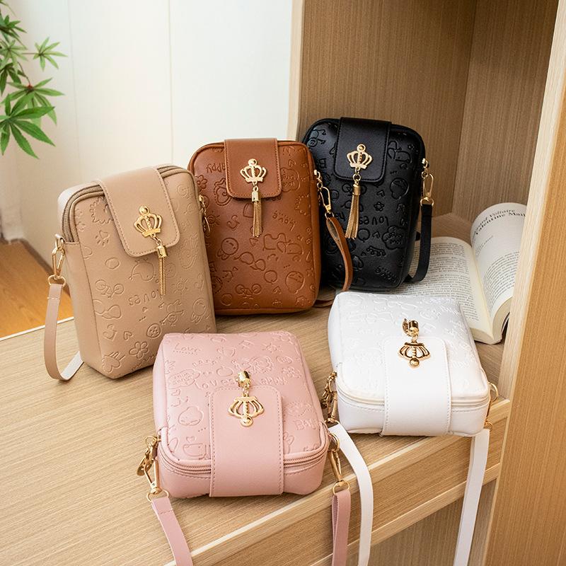 fresh sweet mobile phone bag 2022ladies bag cross-border bag women's casual simple embossed messenger bag