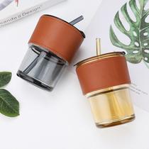 internet celebrity bamboo joint cup ins milk coffee cup glass portable coffee cup straw fruit drink cup glass cup