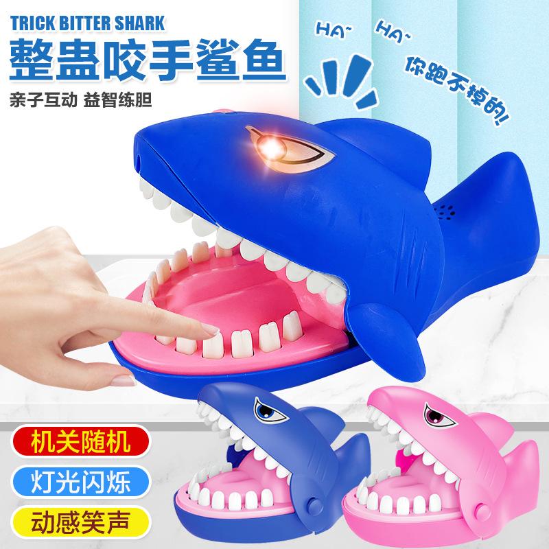 desktop game trick hand-biting crocodile shark electric bite finger shark luminous sound-making novelty toy