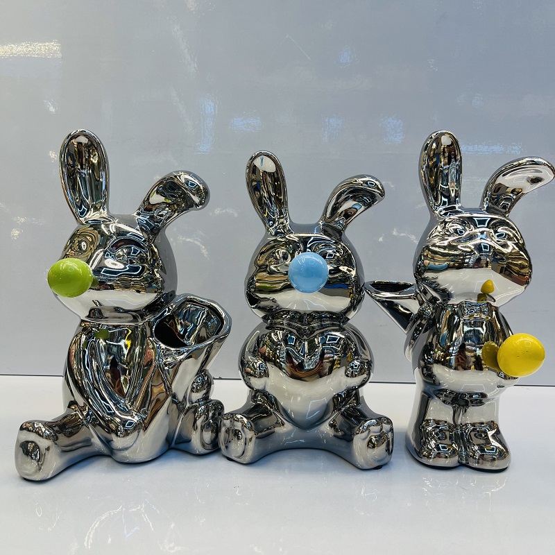 Galvaniza conejo de pascua botijas nórdico moderno creativo sala de estar tv gabinete decoración botijas de dibujos animados jarrones jarrones cerámicos jarrones jarrones artesanales mesa jarrones hogar almacenamiento Item Picture
