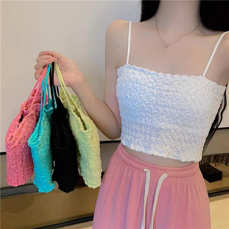factory direct sales pleated small sling vest underwear ladies belt chest pad wrapped chest hot girl bottoming short tube top underwear