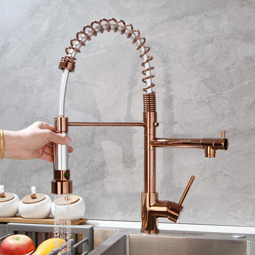 Cross-Border Spring Hot and Cold Mixed Water Multifunctional Kitchen Universal Double Outlet Tap Kitchen Sink Sink Faucet Bathroom Water Tap