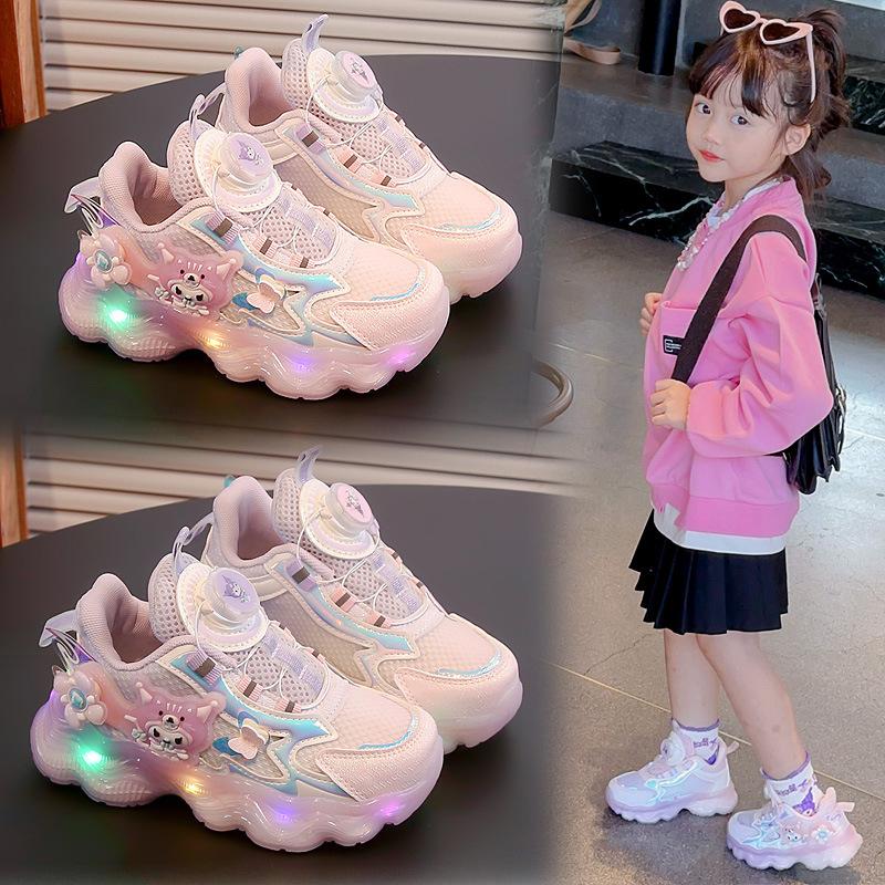 boy sneaker 2024 autumn new breathable mesh children's basketball shoes big children's rotating buckle girls spring