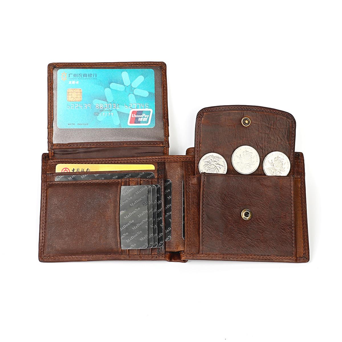 cross-border retro crazy horse cowhide men's wallet order 2019 new genuine leather dollar handbag horizontal rfid wallet