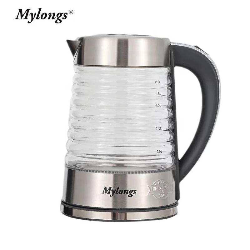 mylongs 2.2l food borosilicate glass electric kettle