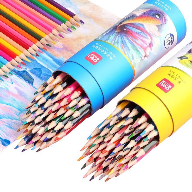 deli stationery color lead 24-color 48-color pencil water-soluble oily professional hand drawn painting coloring watercolor pen