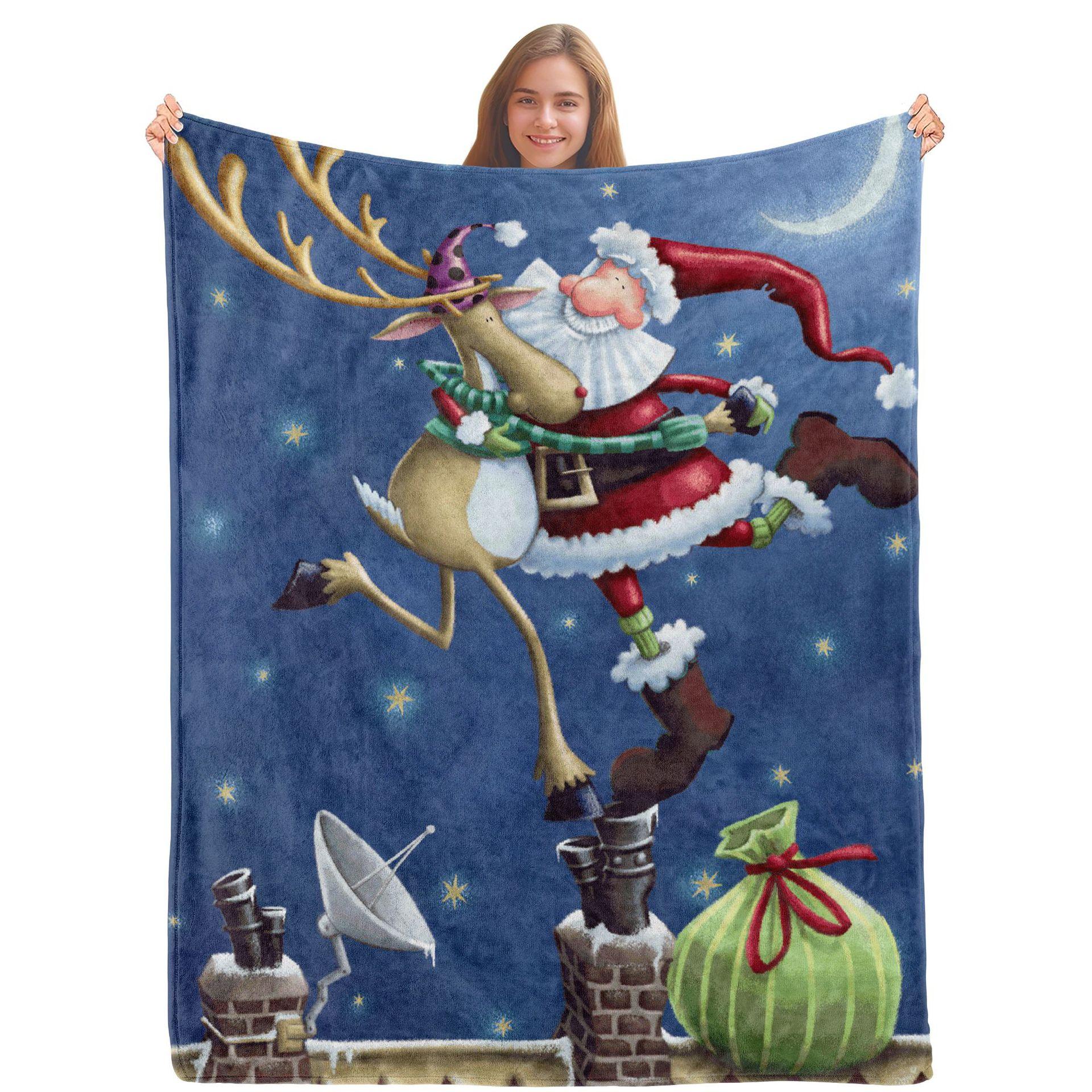 flannel digital printing comfortable soft double-sided velvet multiple christmas festival small blanket air conditioning blanket one piece minimum order
