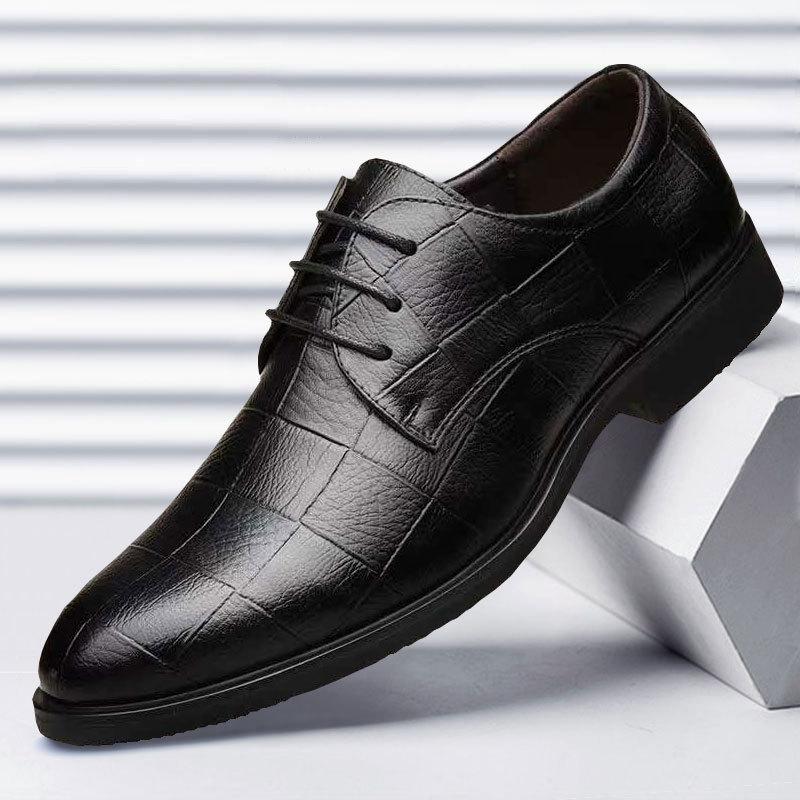 leather shoes men's new korean style british casual men's shoes business formal wear black tie work shoes