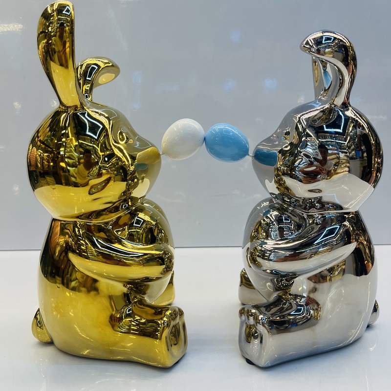 Galvaniza conejo de pascua botijas nórdico moderno creativo sala de estar tv gabinete decoración botijas de dibujos animados jarrones jarrones cerámicos jarrones jarrones artesanales mesa jarrones hogar almacenamiento Application Scenario